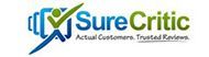 A logo for sure critic that says actual customers trusted reviews