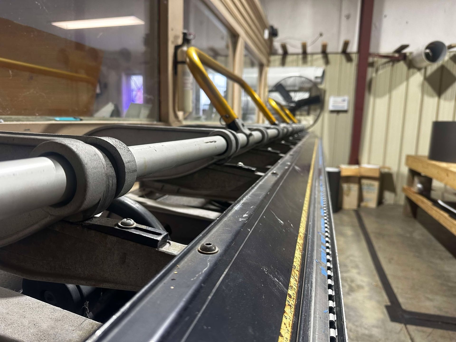 A close up of a metal pipe in a room