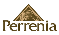 The perrenia logo has a triangle in the middle of it.