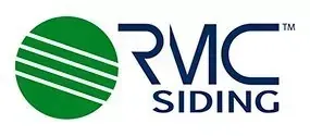 The logo for rvc siding is a green circle with white stripes on it.