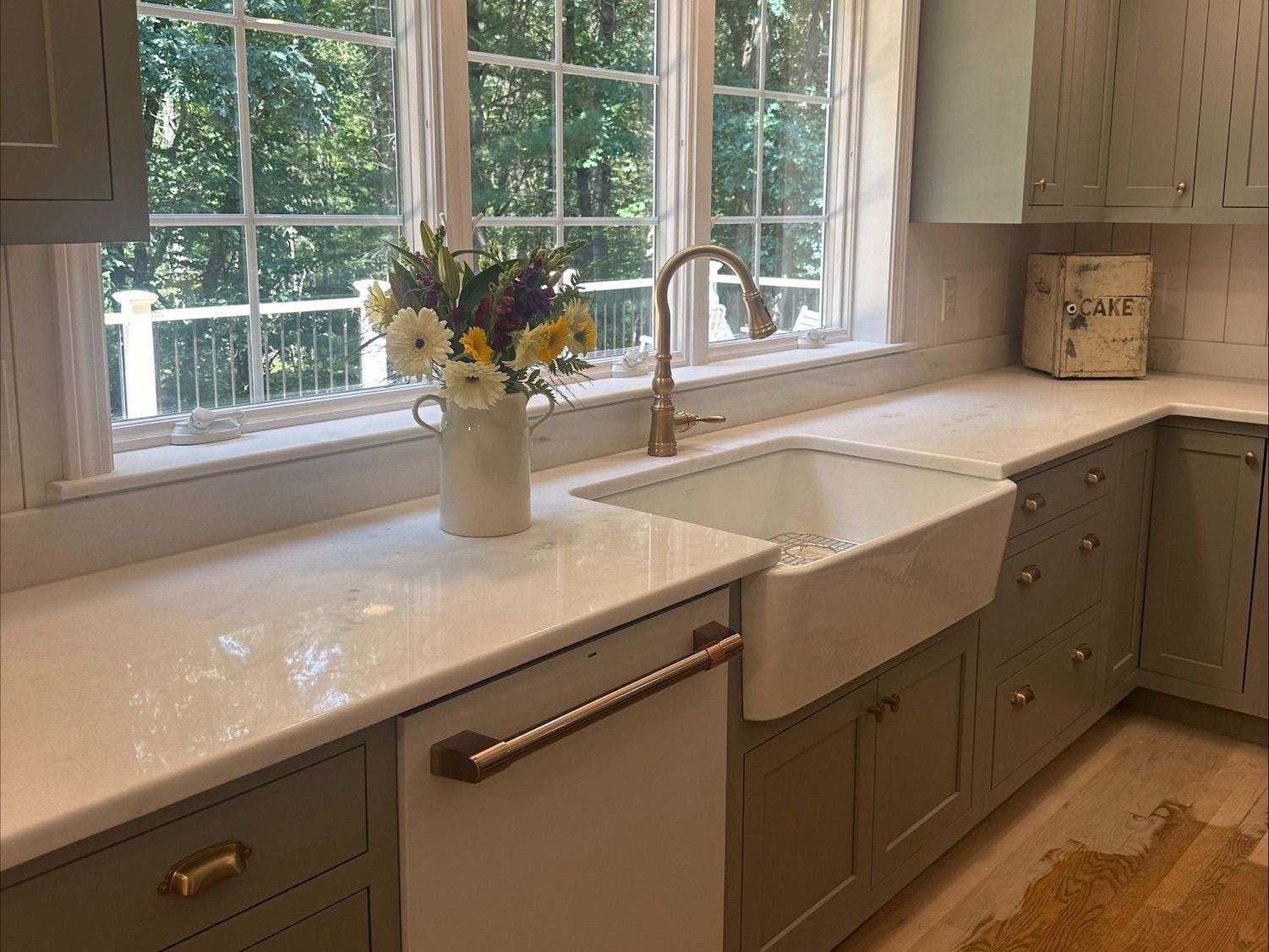 A wooden ramp is being built in front of a house.