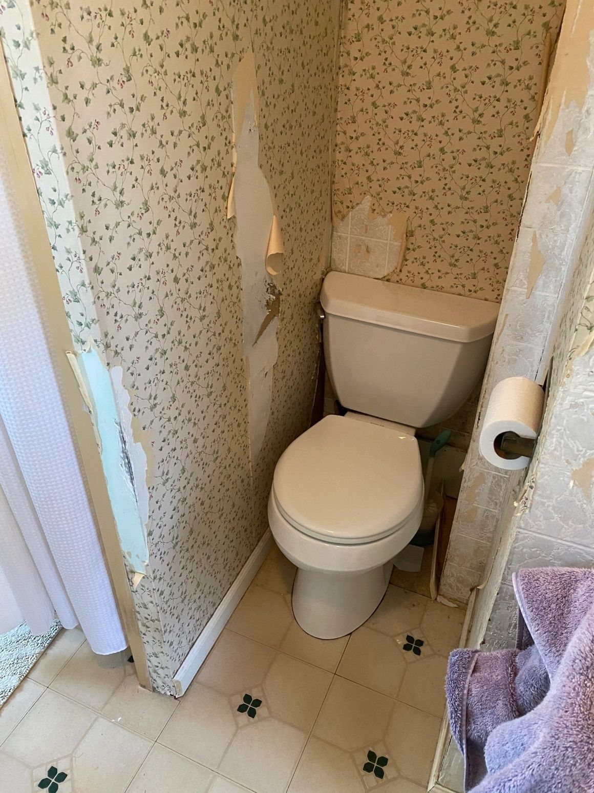 A bathroom with a toilet and a paper towel