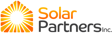 The logo for solar partners inc. shows a sun with rays coming out of it.