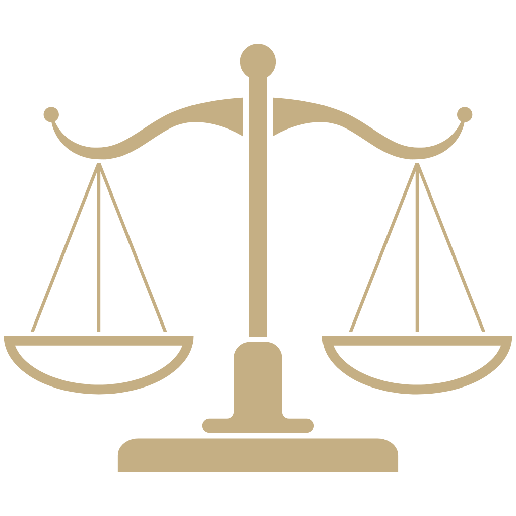 Gold-colored justice scale symbol