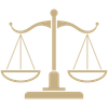 Gold-colored justice scale symbol