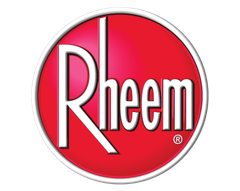 A red circle with the word rheem on it