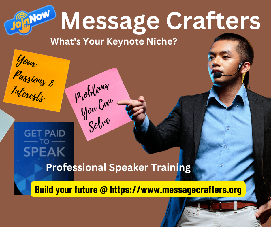 Image: How to find a keynote niche. Join Message Crafters - https://www.messagecrafters.org