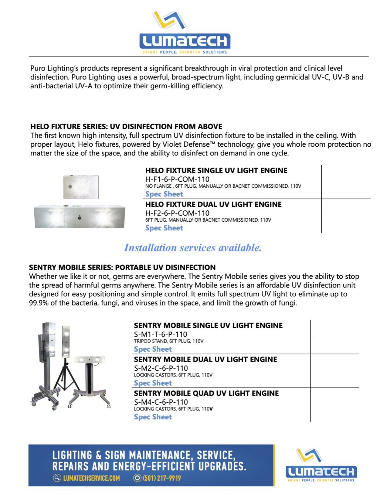Information on UV disinfecting light fixtures