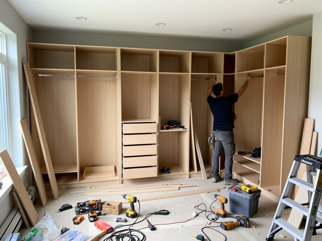 One of our custom closet builders beginning work on a new custom closet project in Sarasota