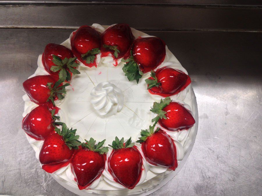 strawberry cake arial view