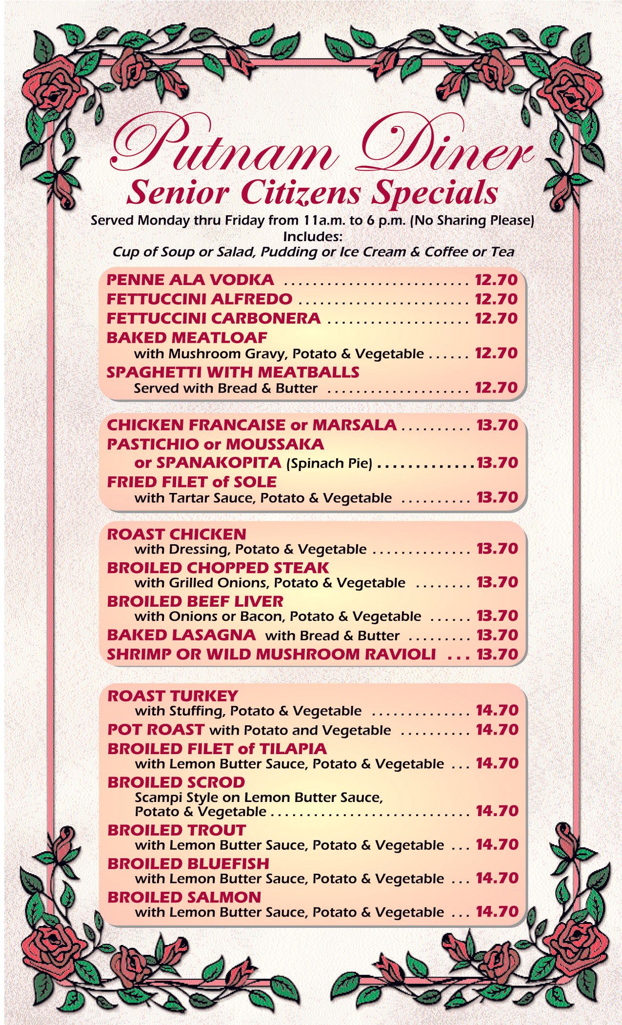 Senior Citizens Special Menu