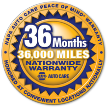 NAPA 36 months 36,000 miles nationwide warranty