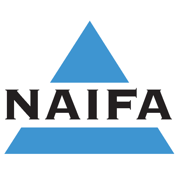NAIFA logo with blue triangle over and under black letters.