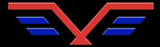 Un logo rouge et bleu sur fond noir