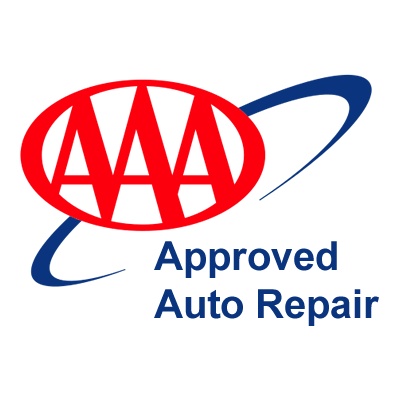 AAA Approved Auto Repair logo with red AAA oval and blue text on white background