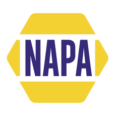 NAPA logo with purple text inside a yellow hexagonal emblem