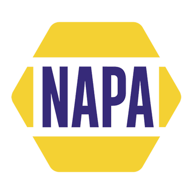 NAPA logo with purple text inside a yellow hexagonal emblem