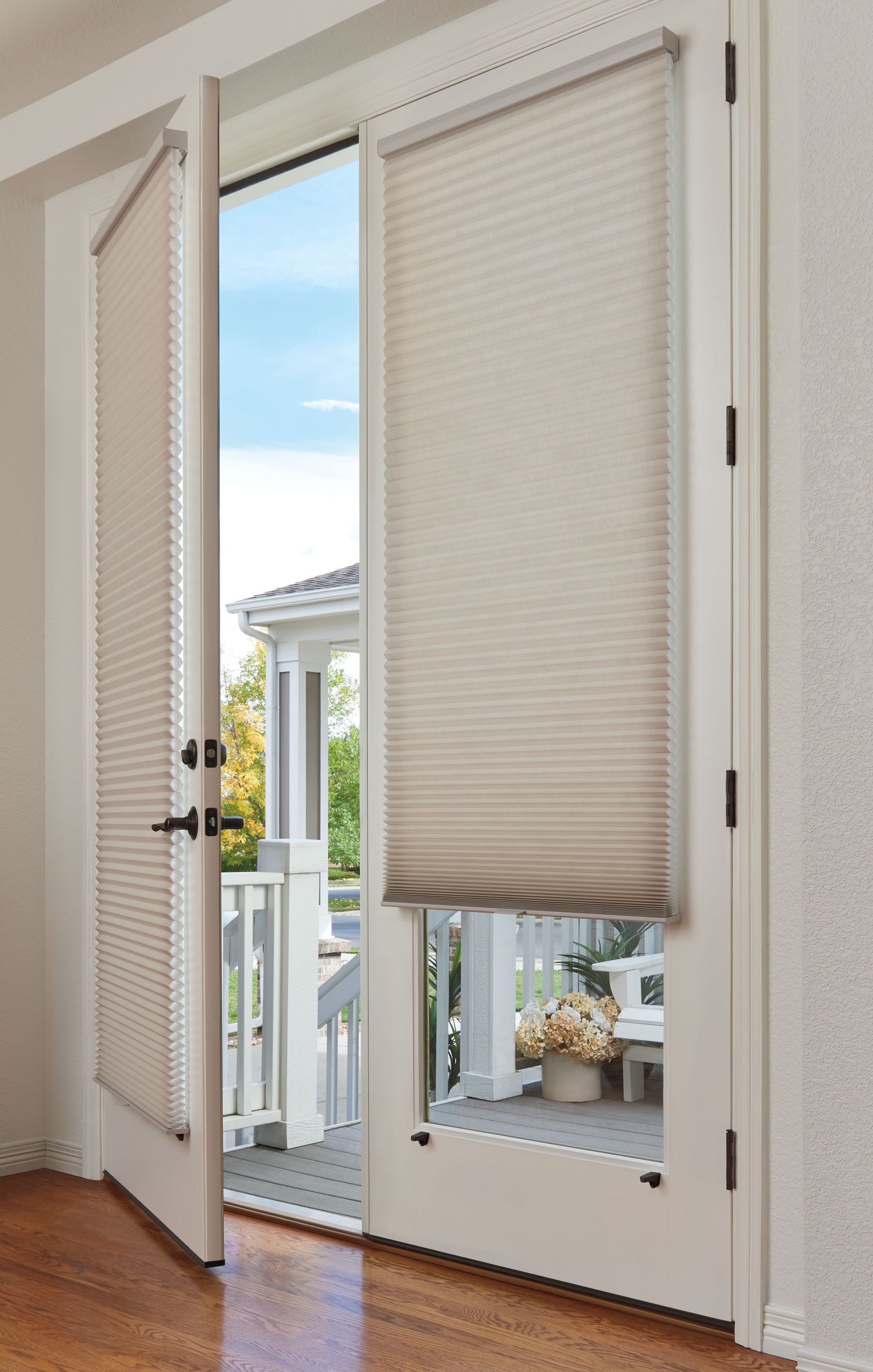 Honeycomb shades for doors