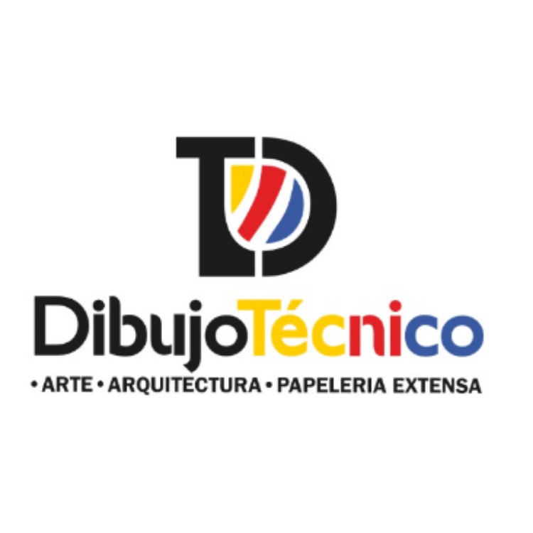 A colorful logo for dibujotecnico arte arquitectura papeleria extensa