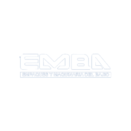 Un logotipo blanco para Emba sobre un fondo blanco.