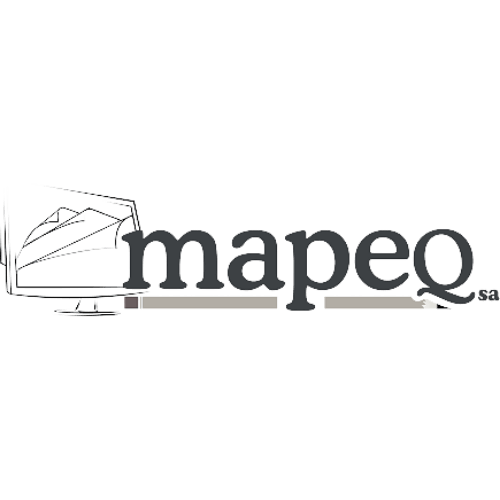 El logotipo de mapeq es una imagen en blanco y negro de una carpa.
