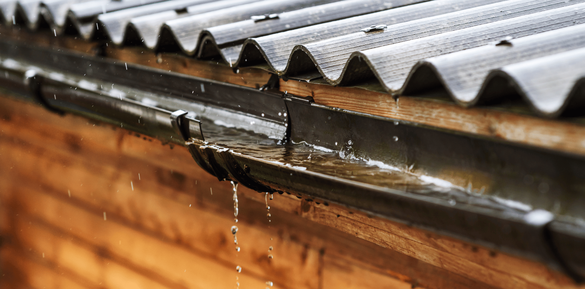 old roof with broken gutters