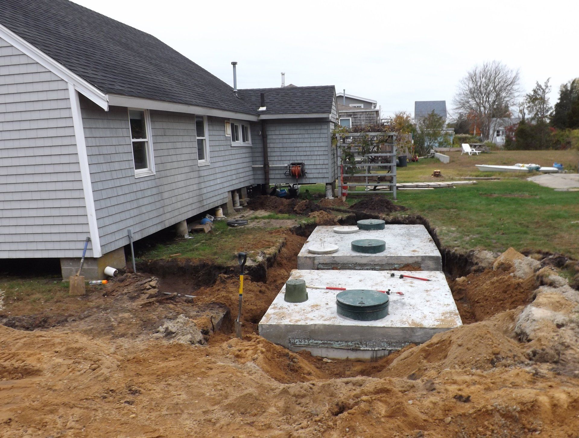 Septic Plan — Two Septic Tanks At The Back Of A House in Mattapoisett, MA