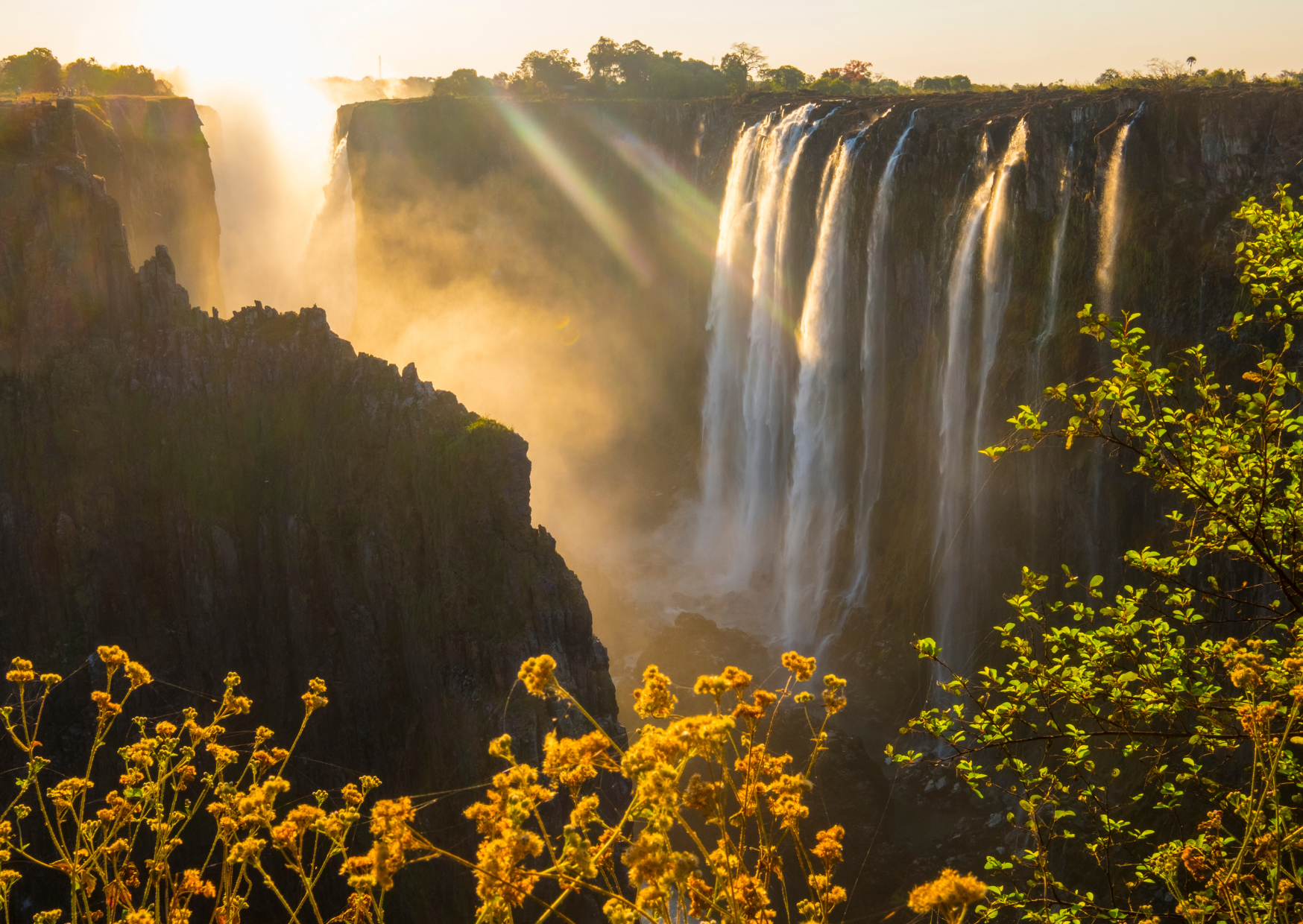 Sunrise over the Victoria Falls in Zimbabwe
