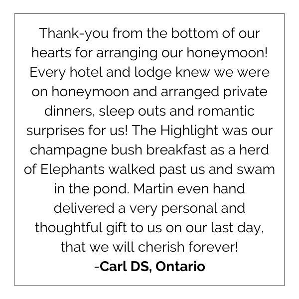 Thank you from the bottom of our hearts for arranging our honeymoon !