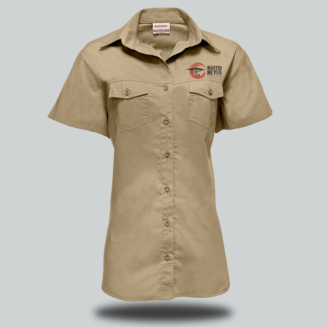 Gray, short-sleeved button-down shirt with two breast pockets. The ESA logo is visible on the upper chest.