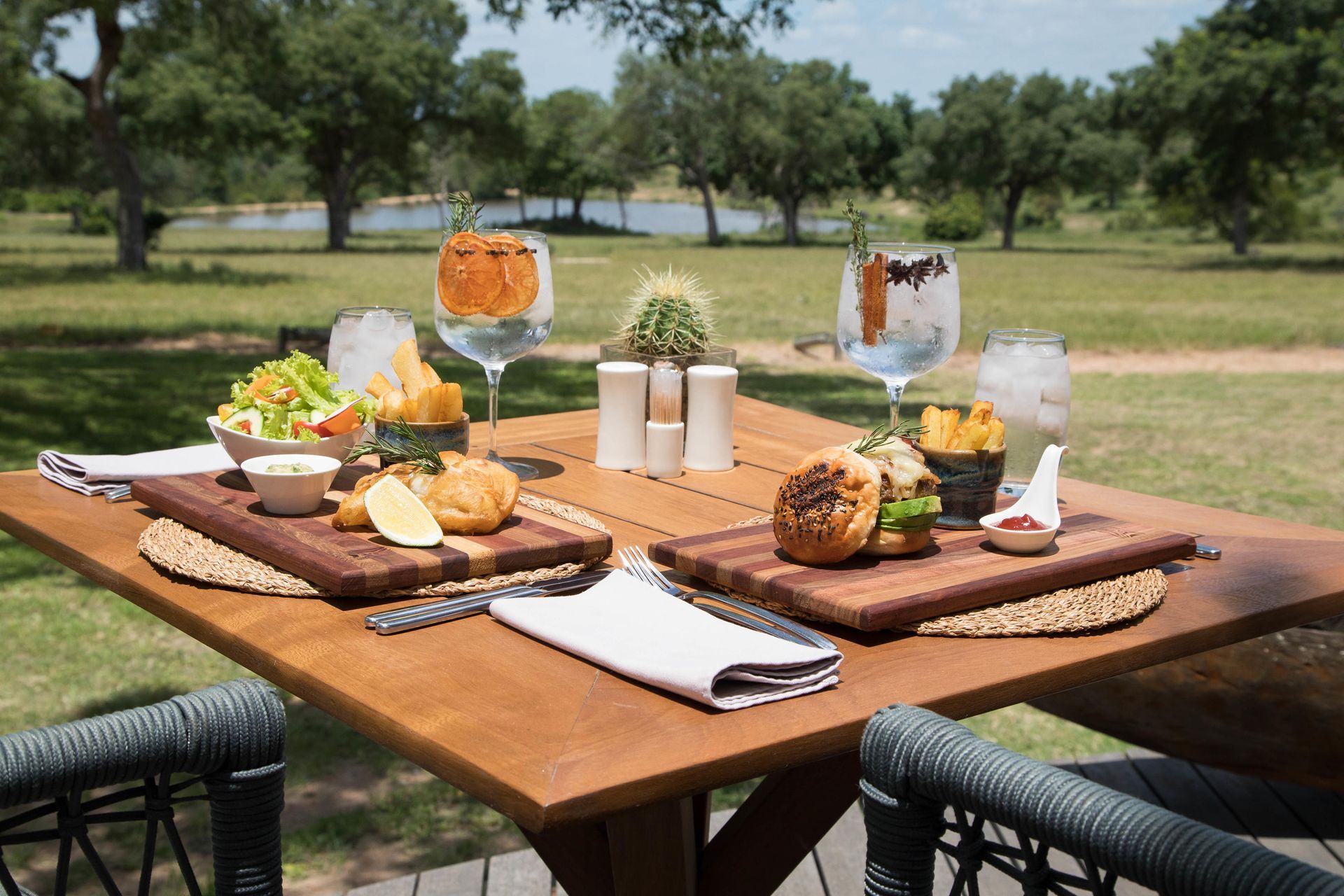 Breakfast overlooking a waterhole in the timbavati