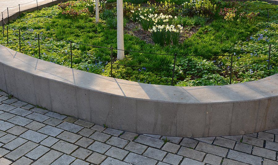 concrete retaining walls with plants