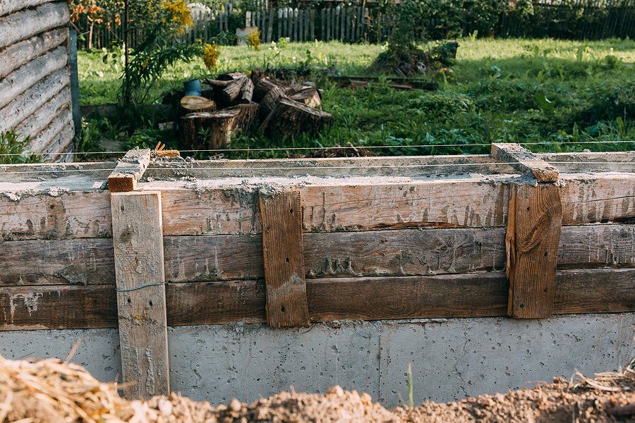 customized retaining walls under construction