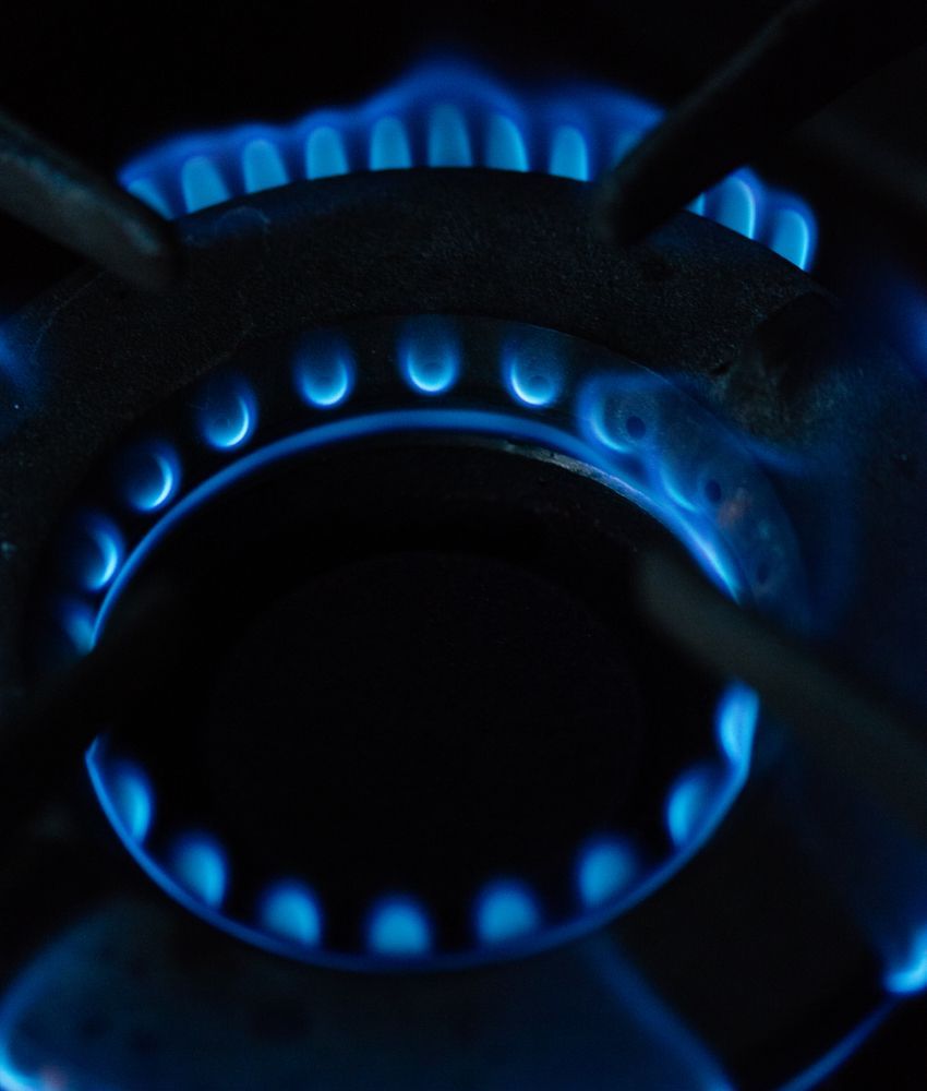 A Close Up of a Gas Burner With Blue Flames — Todd Williams Plumbing and Gas Fitting In Pacific Palms, NSW