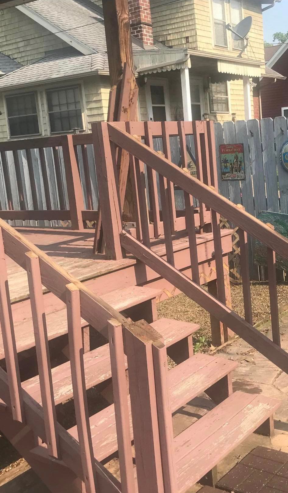 Wooden Deck with Red Stairs — Poland Township, OH — Donnadio Painting