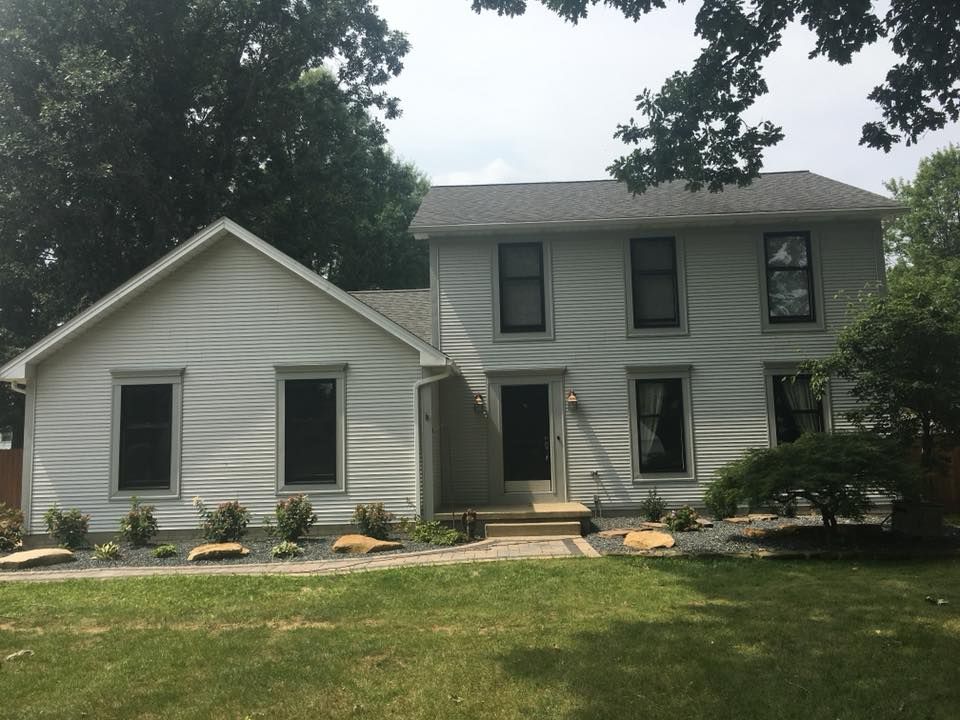 White House with Black Windows and a Gray Roof — Poland Township, OH — Donnadio Painting