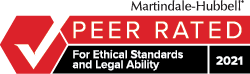 Martindale-Hubbell Peer Rated For Ethical Standards and Legal Ability 2021