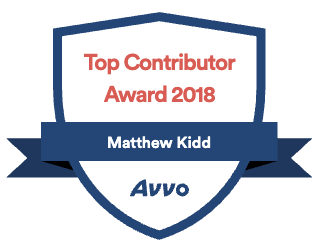 Avvo Top Contributor Award 2018  Matthew Kidd