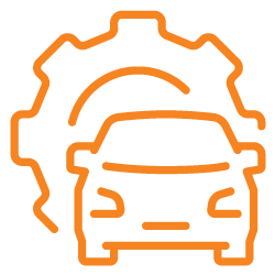 a line drawing of a car with a gear in the background .