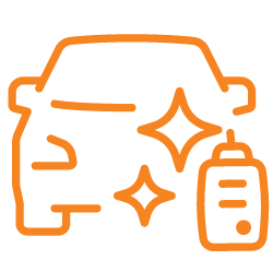 a line drawing of a car with a spray bottle next to it .
