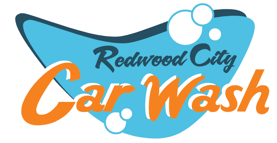 Bay Area Car Wash - Redwood City Logo blue and orange googie design logo