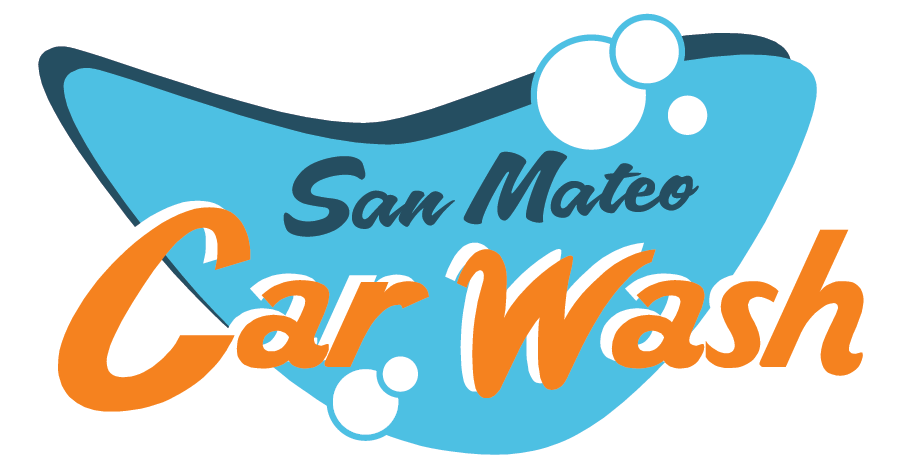 Bay Area Car Wash - San Mateo Logo blue and orange googie design logo