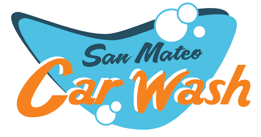 San Mateo BAY AREA CAR WASH IN SAN FRANCISO FULL SERVICE CLEANING LOGO Bay Area Car Wash Logo blue and orange googie design logo 