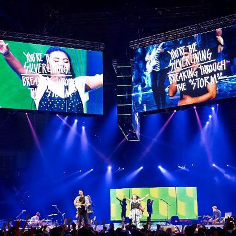 singers on stage at the hillsong church