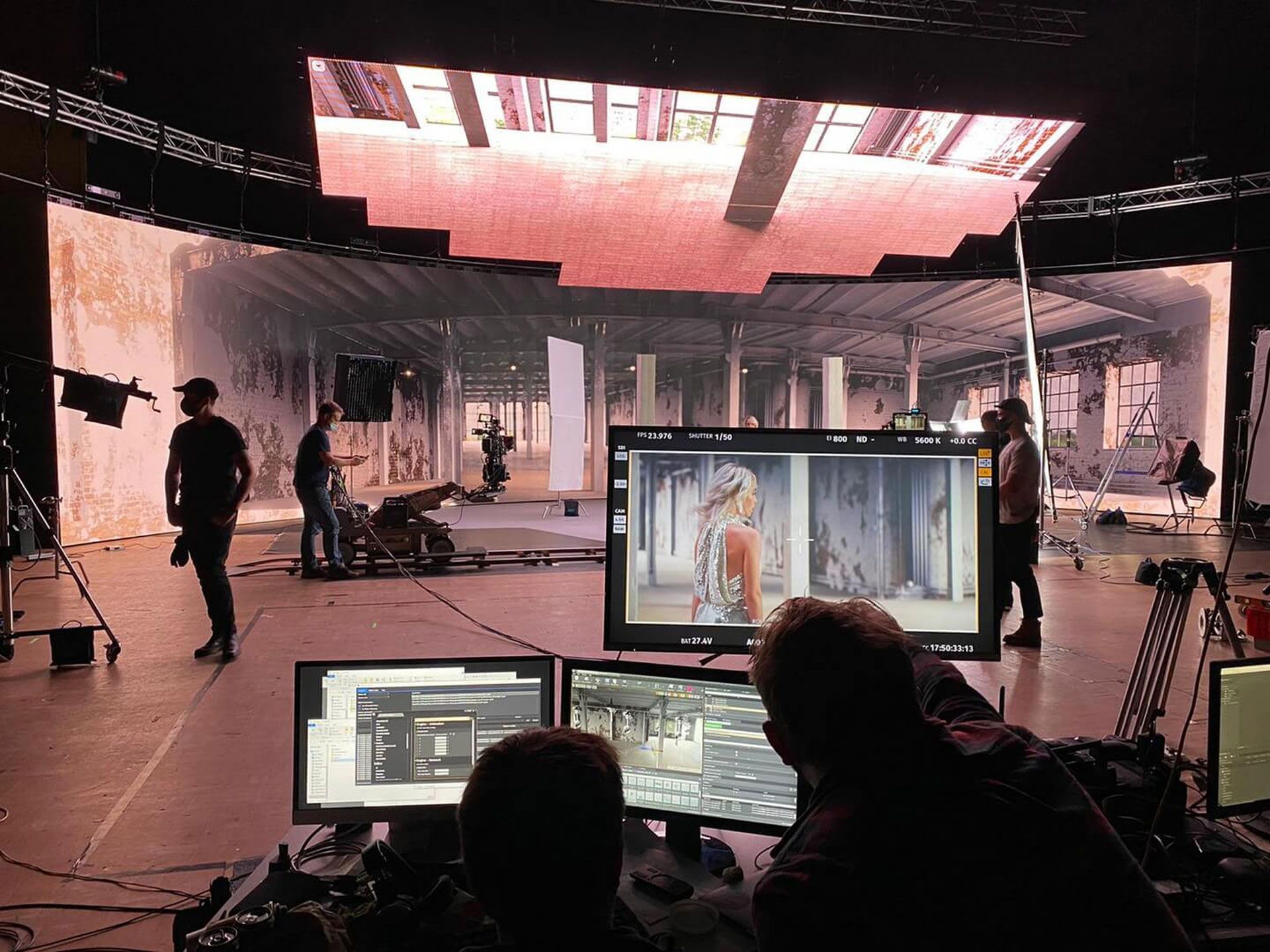 virtual production setup using iMag LED screens