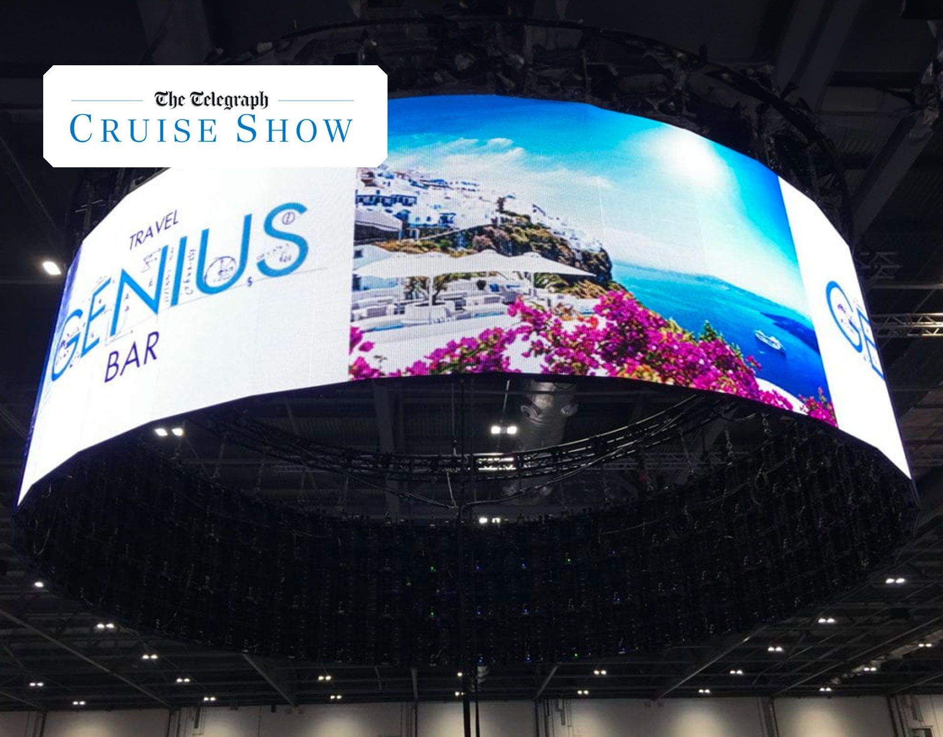 Image of curved suspended LED panel at the telegraph cruise show