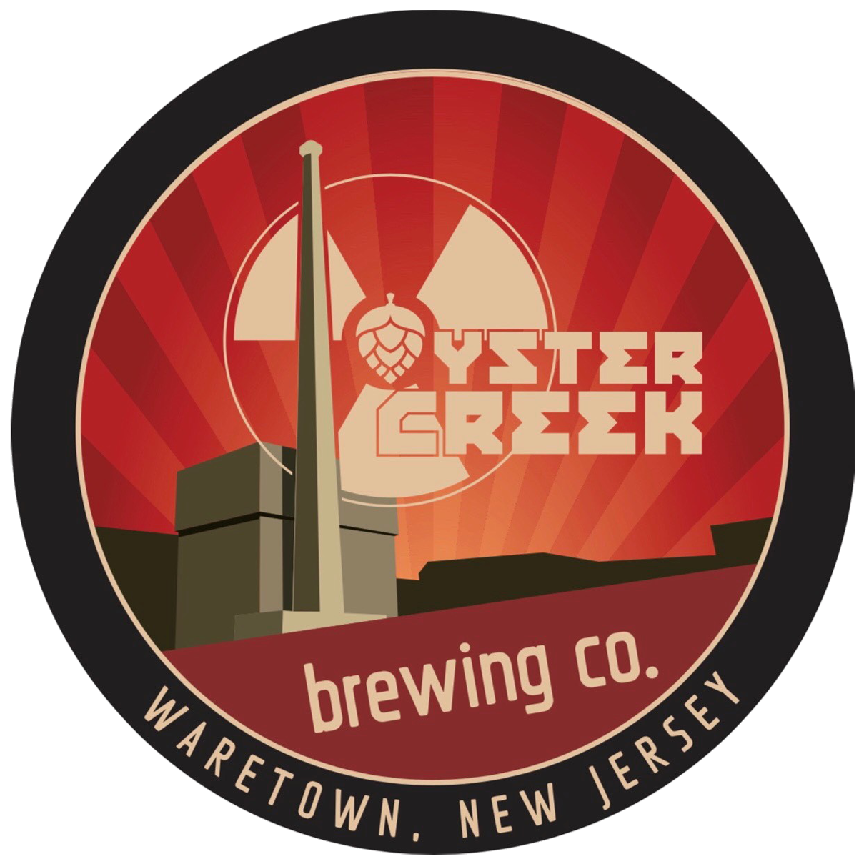 A logo for oyster creek brewing co. waretown new jersey