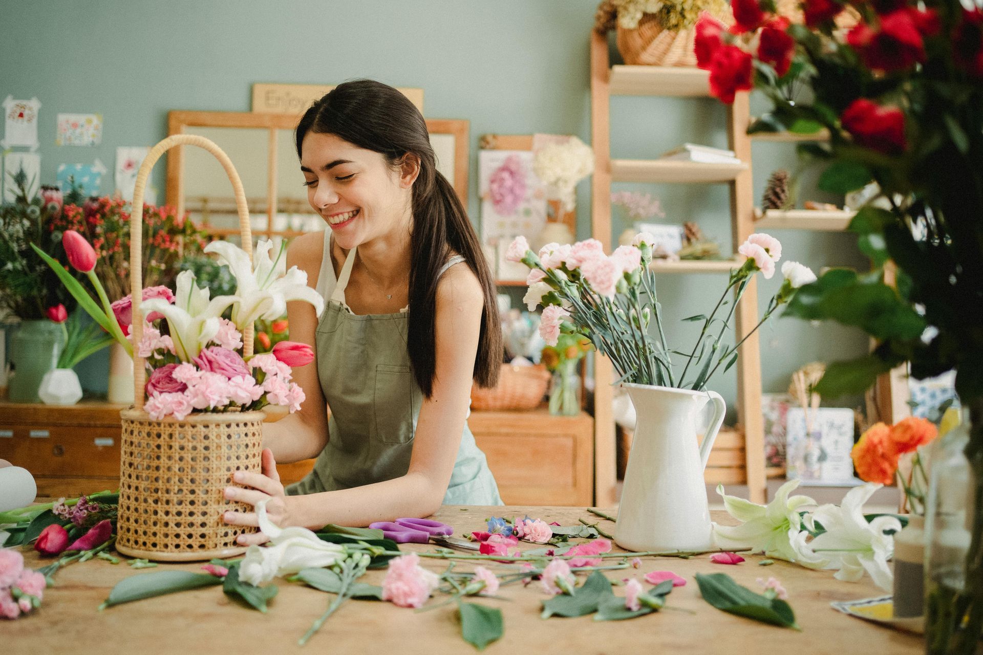 Picture depicting a small floral shop