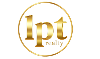 Gold &ldquo;lpt realty&rdquo; logo inside a circular border