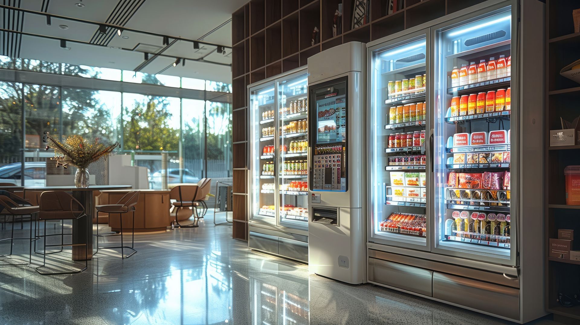 A room with a lot of refrigerators and a table in Los Angeles, CA